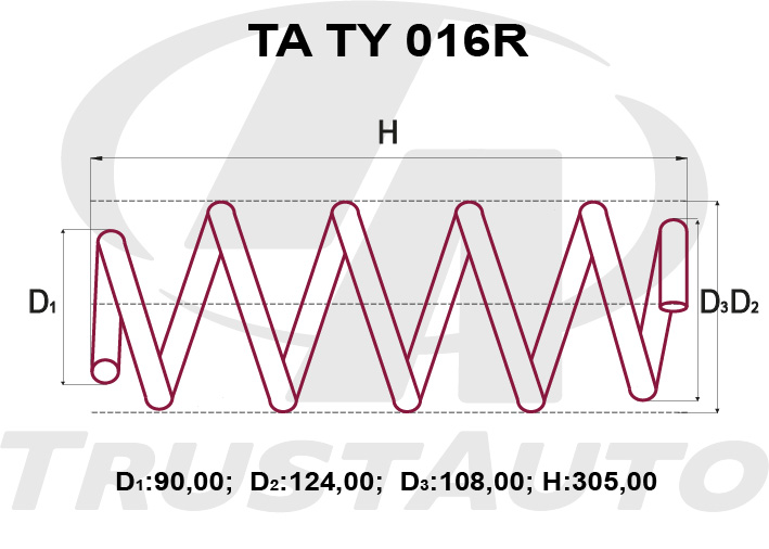 Пружина подвески усиленная (TA) SAI AZK10 (09-)/LEXUS HS250H ANF10 (13-15) 48231-7505048231-75060 TRUSTAUTO TATY016R